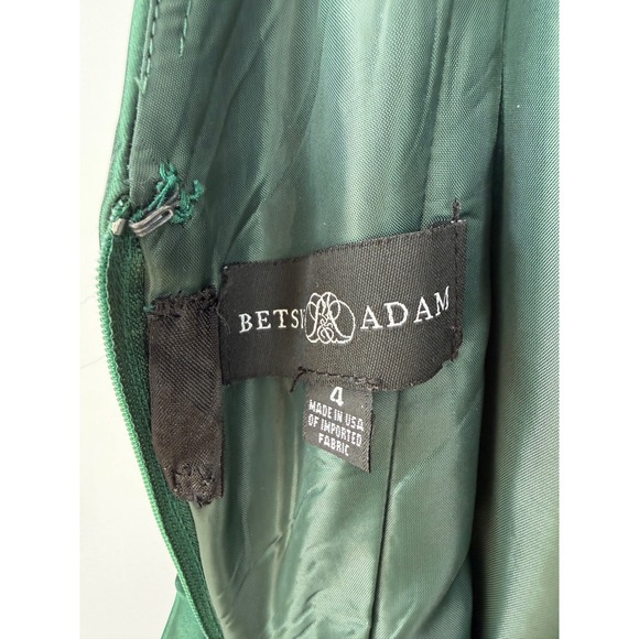 Betsy & Adam Emerald Green Satin High Low Formal Gown Prom Dress Pockets Size 4 - Picture 4 of 15